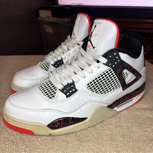 Size 10 - Jordan 4 Retro Pale Citron, Bright Crimson Good Condition No Box